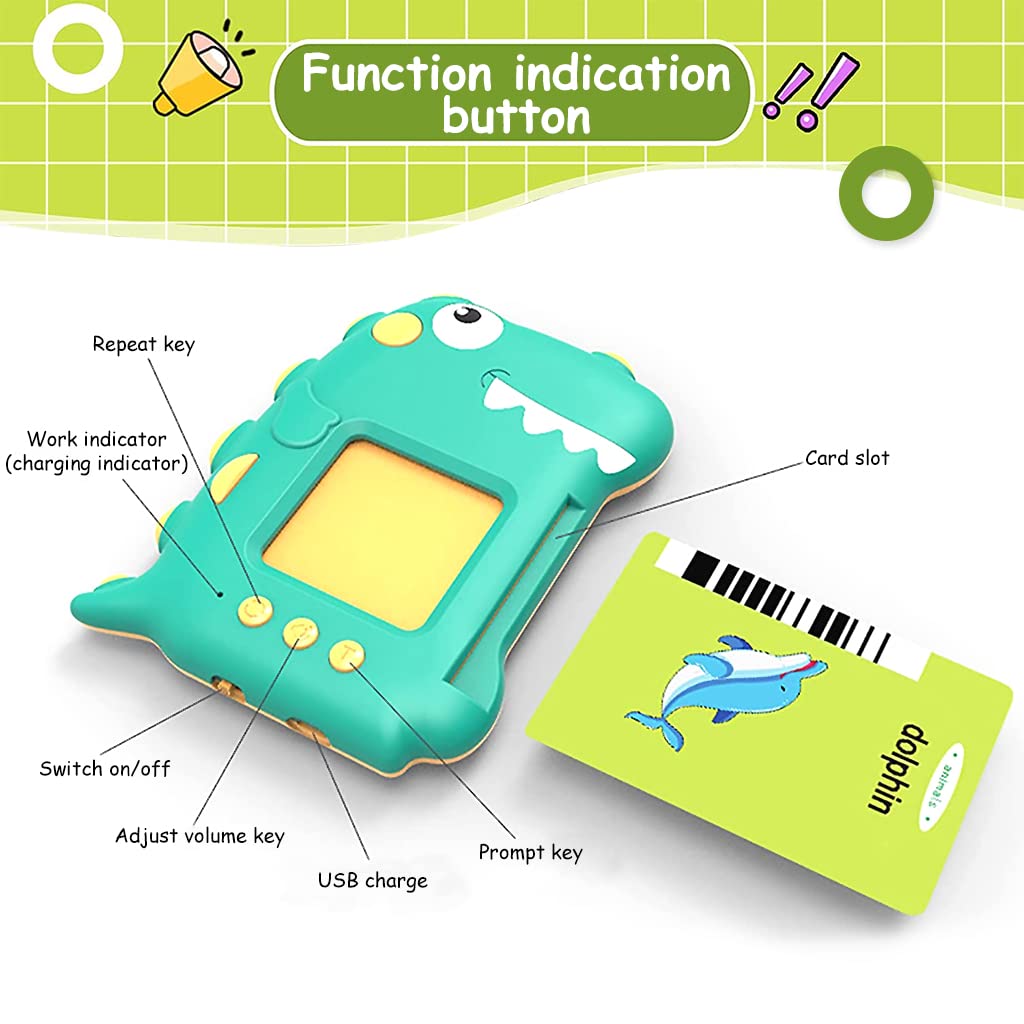 PATPAT Flash Cards for Kids,Educational Toys for Kids,English Words Learning Machine for Kids ,Dinosaur Reading Machine Best Gifts for Preschool Kids Boys Girls Toddlers - Green,140 Flash Cards PATPAT Flash Cards for Kids,Educational Toys for Kids,English Words Learning Machine for Kids ,Dinosaur Reading Machine Best Gifts for Preschool Kids Boys Girls Toddlers - Green,140 Flash Cards